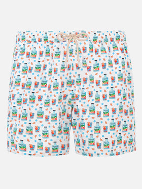 Man light fabric swim shorts with Portofino gin print | PORTOFINO DRY GIN SPECIAL EDITION