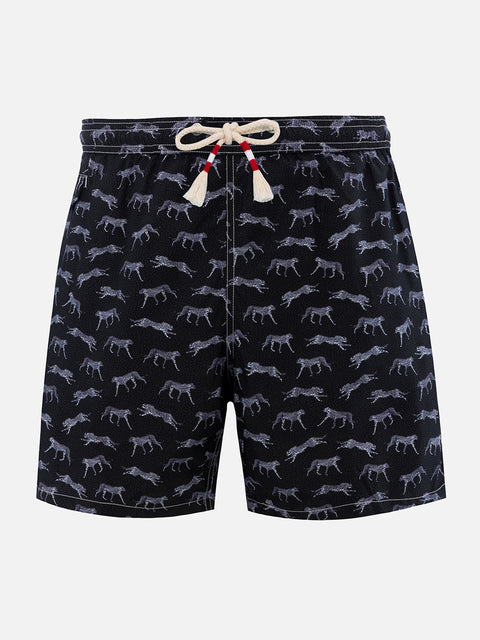 Man lightweight fabric swim-shorts Lighting 70 with micro cheeta print - MC2 Saint Barth