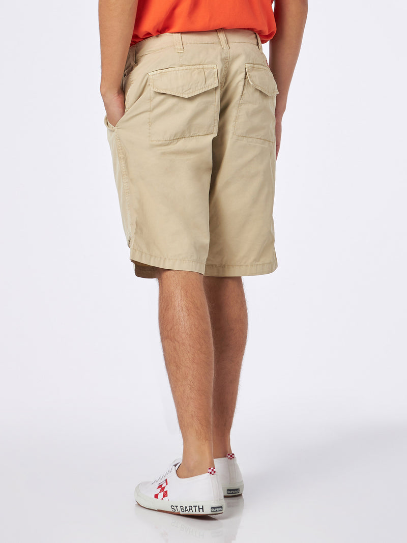 Man beige bermuda with side pockets