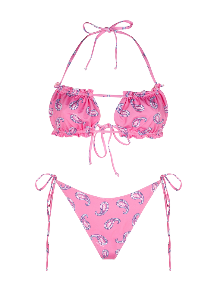 Woman bandeau bikini with paisley print