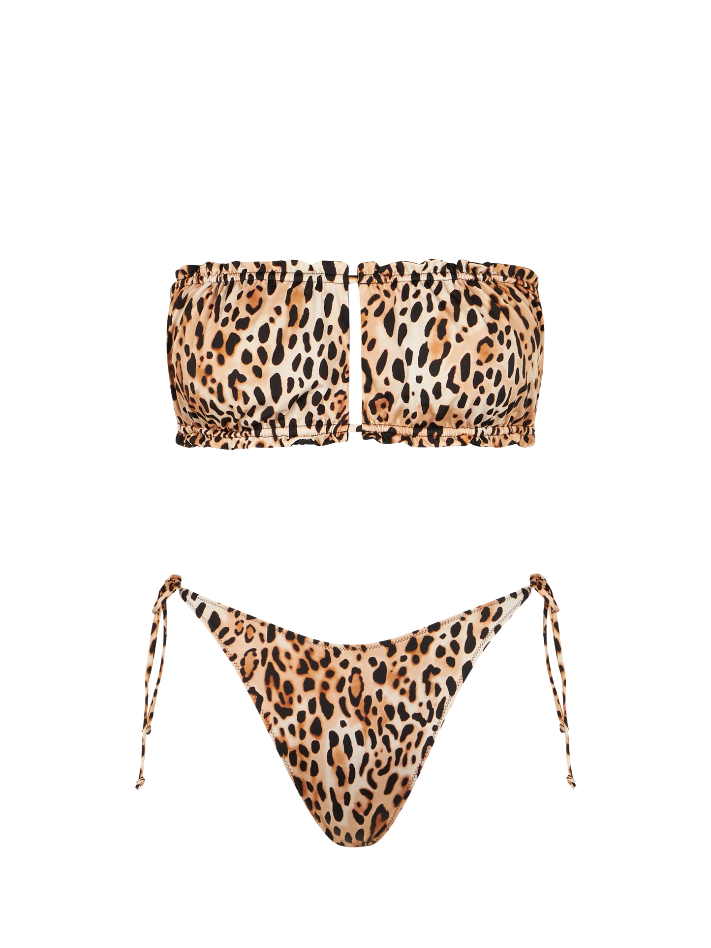 Bikini da donna a fascia con stampa leopardata