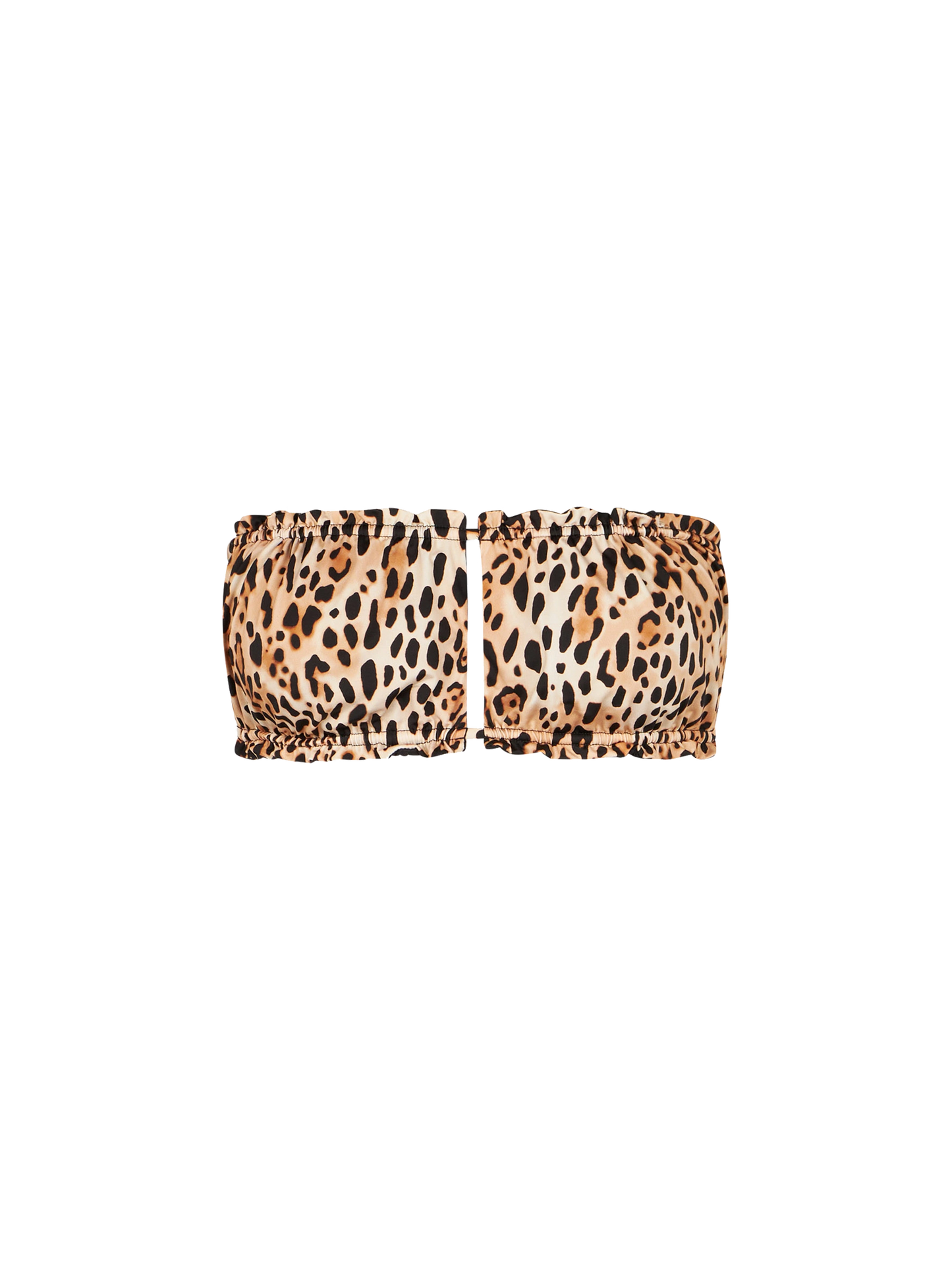Woman bandeau top swimsuit with leopard print