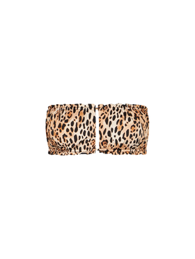 Woman bandeau top swimsuit with leopard print