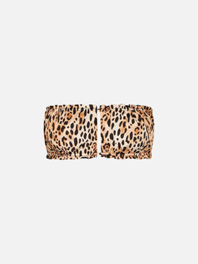 Costume da bagno donna top a fascia con stampa leopardata