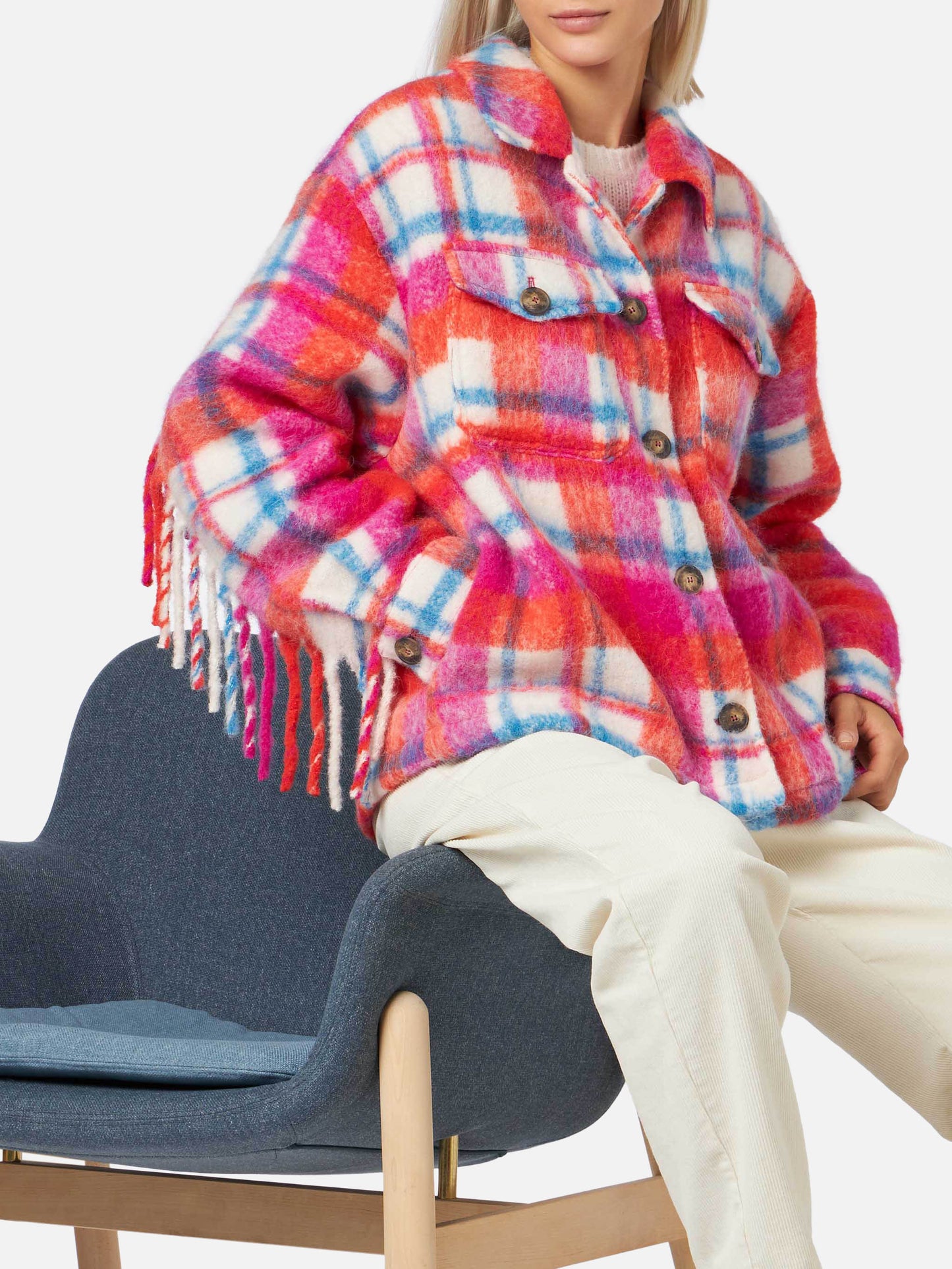 Damen-Overshirtjacke mit Fransen