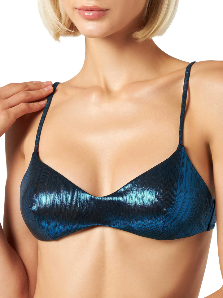 Top bralette donna in lamina blu