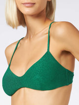 Bralette con top in lurex verde