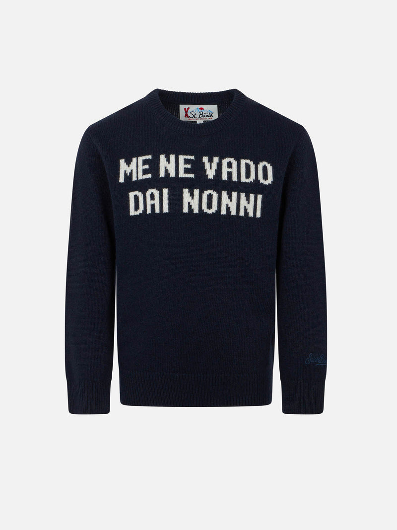 Boy crewneck sweater with Vado dai Nonni print