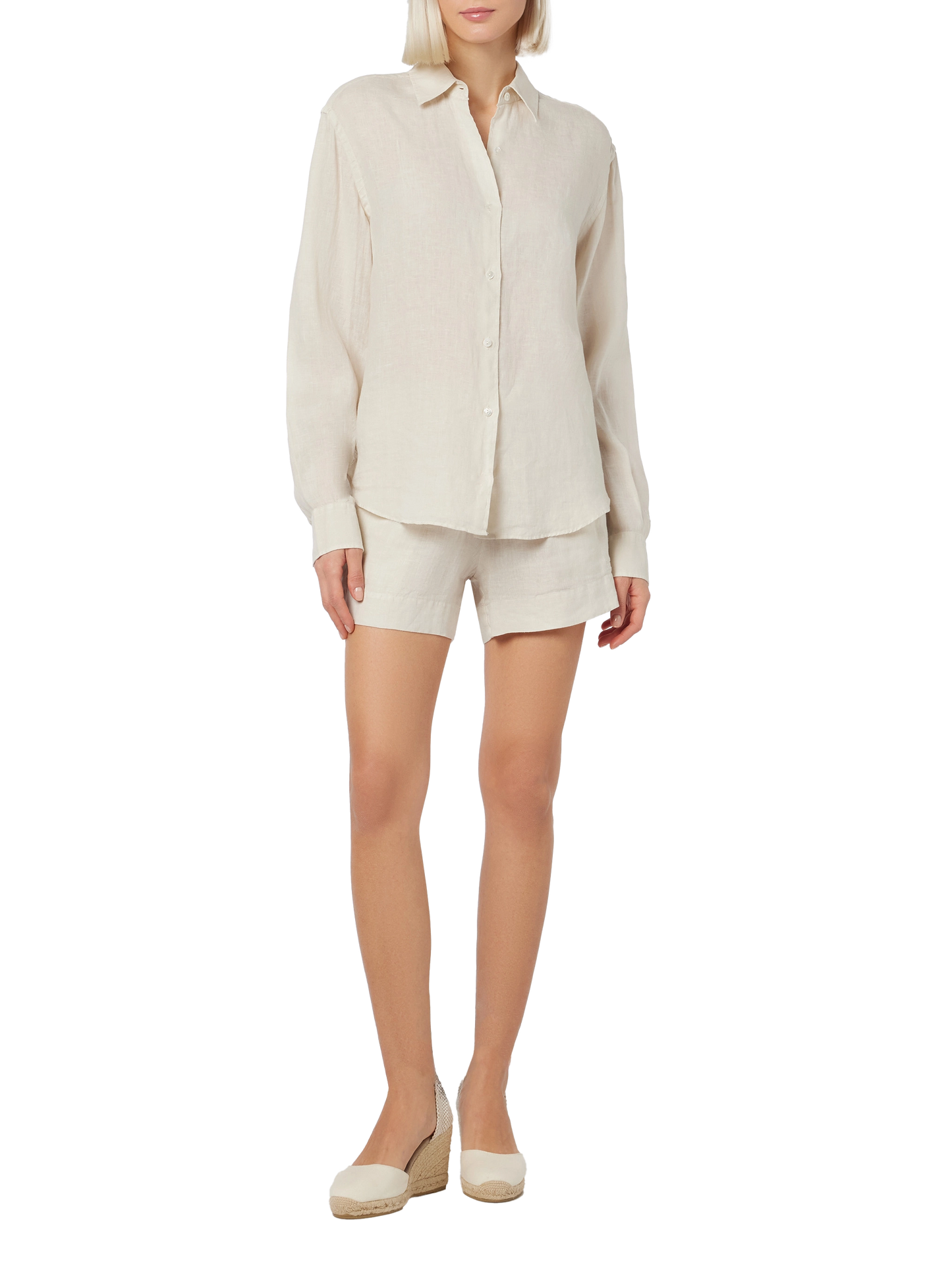 Pantaloncini da donna pull up in lino bianco sporco Meave