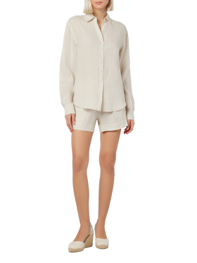 Pantaloncini da donna pull up in lino bianco sporco Meave