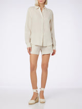 Woman off-white linen pull up shorts Meave