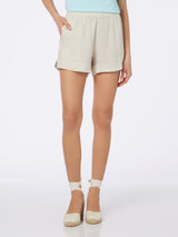 Woman off-white linen pull up shorts Meave