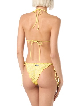 Woman seersucker classic triangle bikini Sagittarius Miami