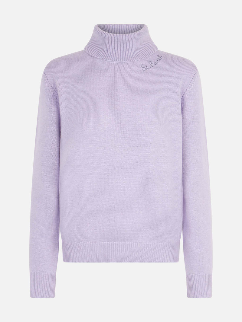 Woman lilac cashmere blend turtleneck sweater Moody