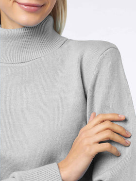 Woman mélange grey pure cashmere turtleneck sweater Moody - MC2 Saint Barth