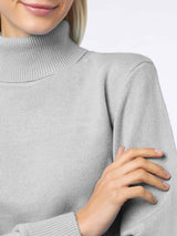 Rollkragenpullover Moody aus reiner Kaschmir in Melange-Grau für Damen