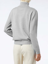 Woman mélange grey pure cashmere turtleneck sweater Moody