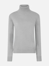 Rollkragenpullover Moody aus reiner Kaschmir in Melange-Grau für Damen