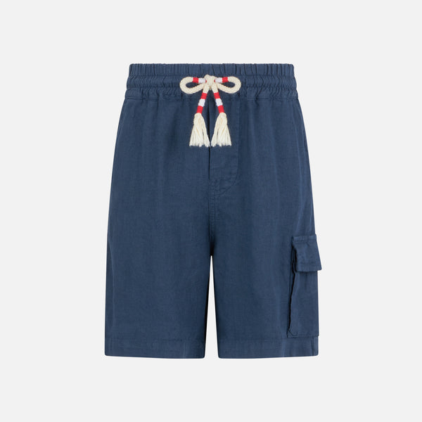 Bermuda da bambino in lino blu navy