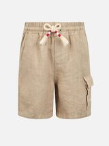 Bermuda da bambino in lino beige Marsiglia Jr