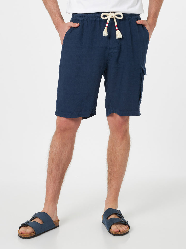 Man navy blue linen bermuda Marseille - MC2 Saint Barth