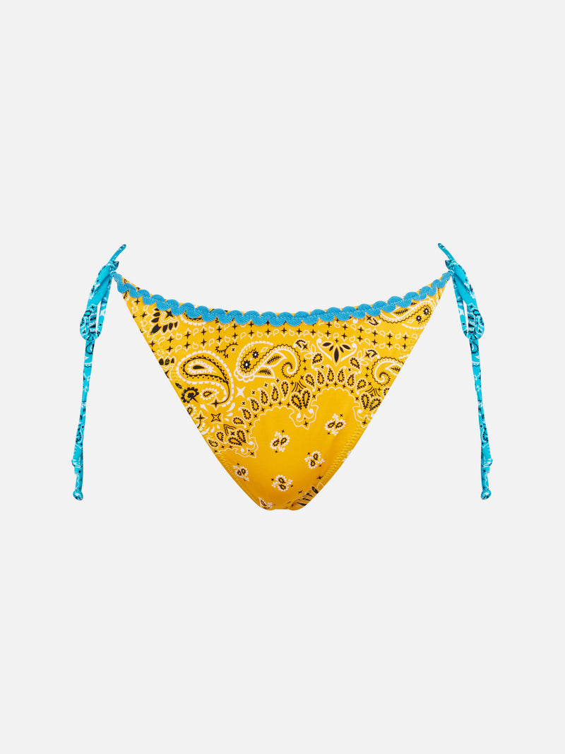 Woman swim briefs with bandanna print