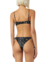 Bikini da donna a bralette con stampa bandana nera