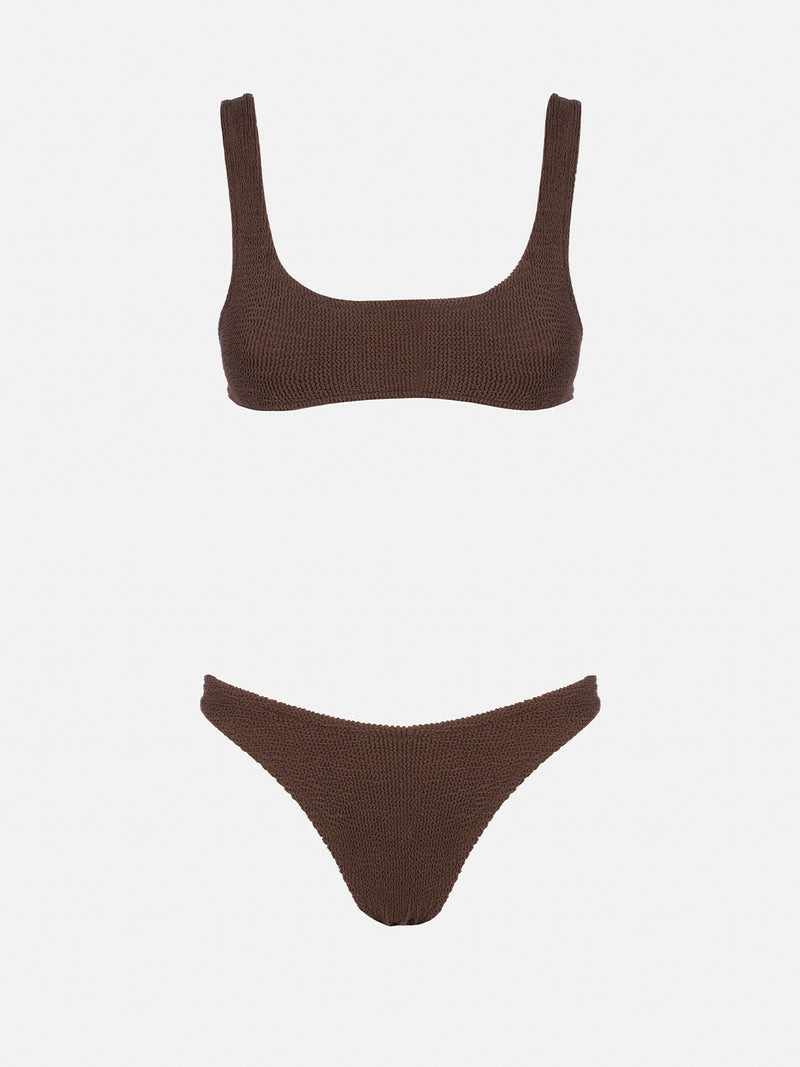 Brauner Crinkle-Bralette-Bikini für Damen Naima Elise