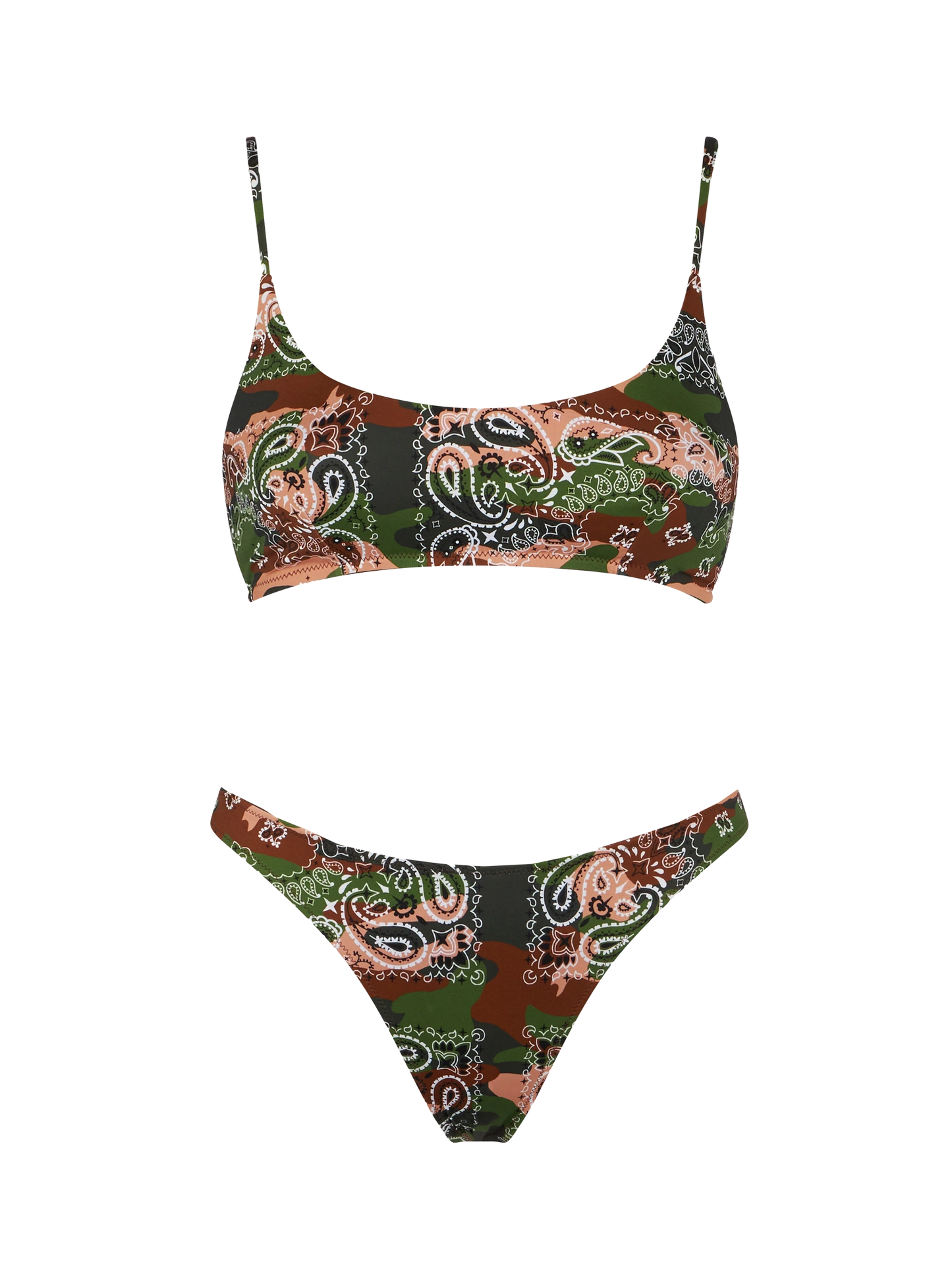 Damen-Bralette-Bikini mit nachgeahmtem Bandana-Print