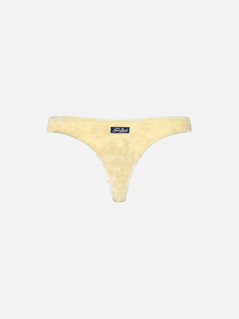 Woman yellow chenille cheeky swim briefs Naomi