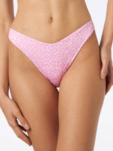 Woman cheeky swim briefs with animalier print