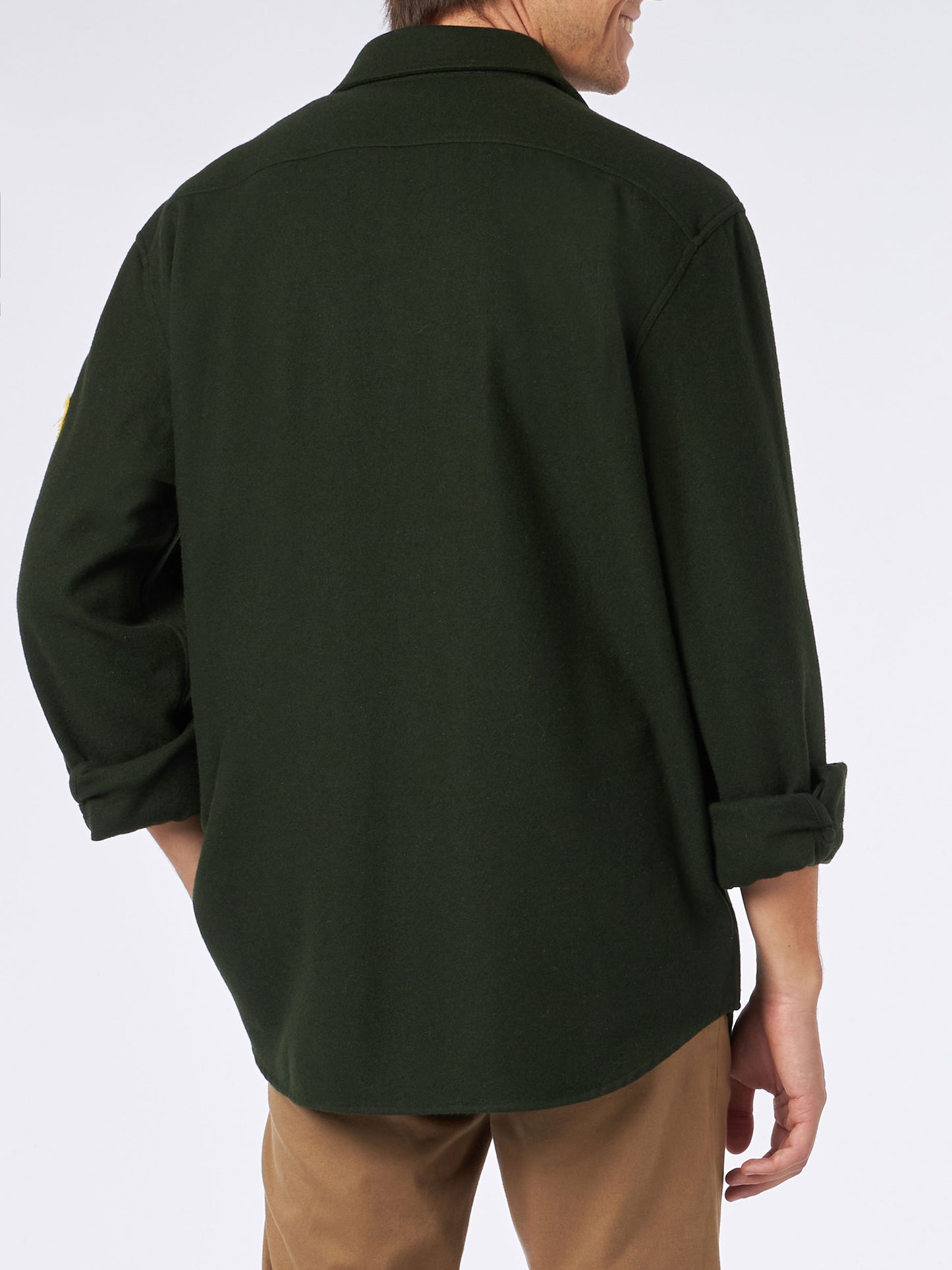 Moleskin overshirt with Peace in St. Barth embroidery