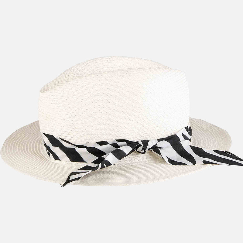 White paper hat with zebra print bandeau