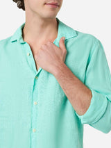 Camicia da uomo in lino verde menta Pamplona