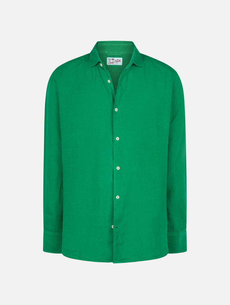 Camicia da uomo in lino verde Pamplona