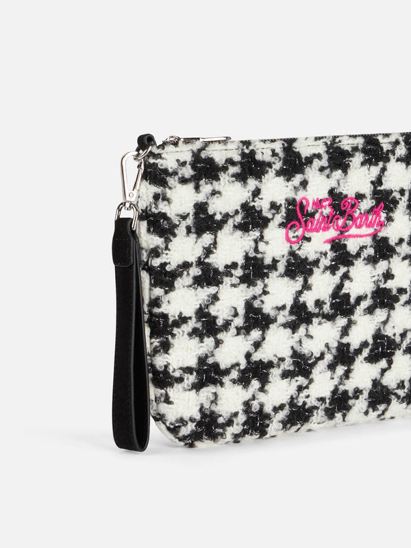 Parisienne cross body pouch bag  with pied de poule lurex pattern