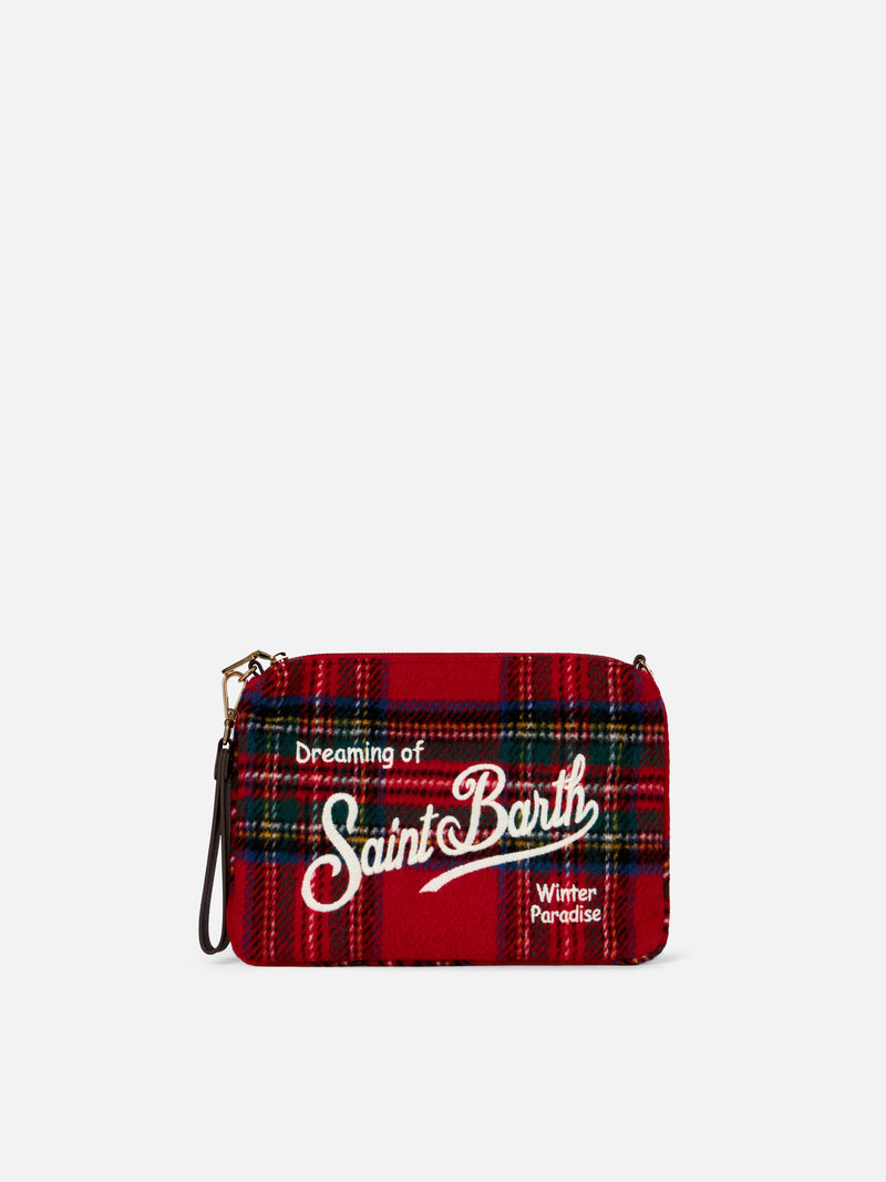 Parisienne cross body pouch bag with tartan pattern