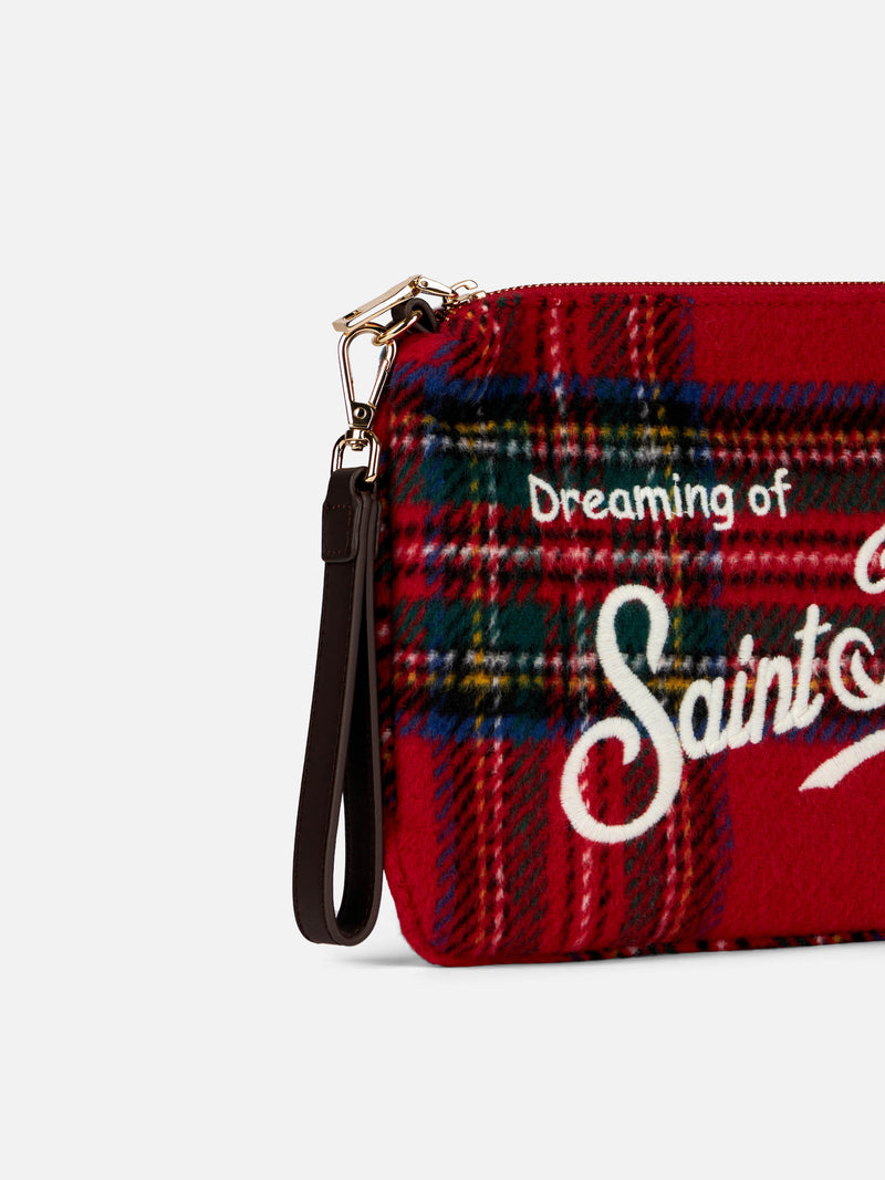 Parisienne cross body pouch bag with tartan pattern