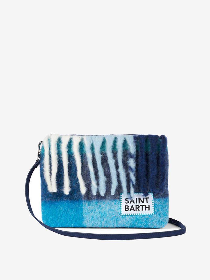 Pouch a tracolla plaid parisienne con motivo check azzurro