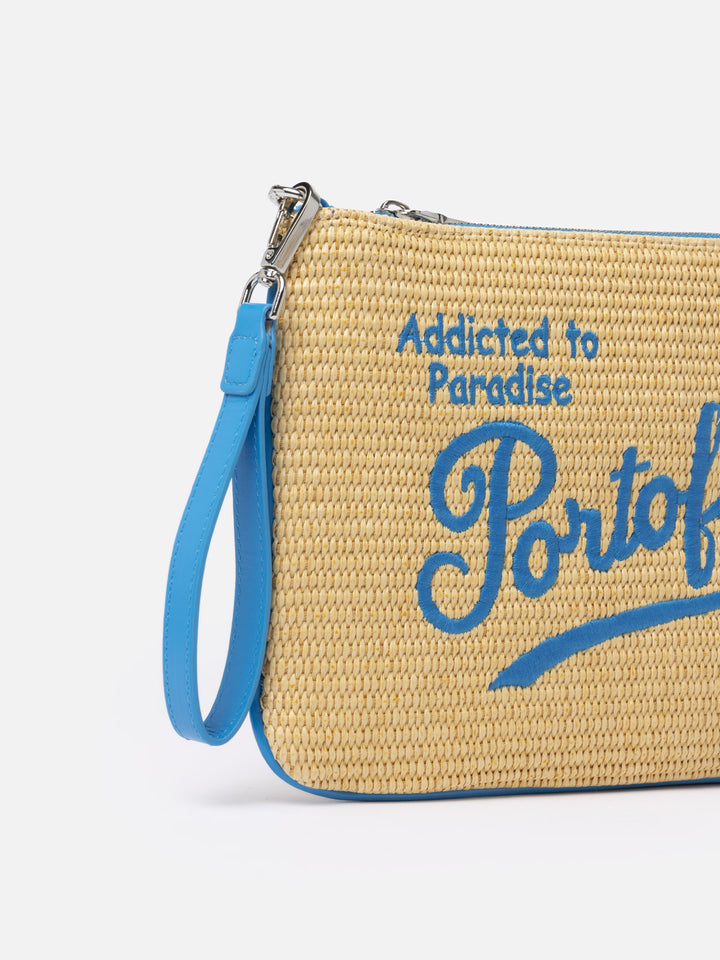 Pouch Parisienne in paglia con ricamo Portofino