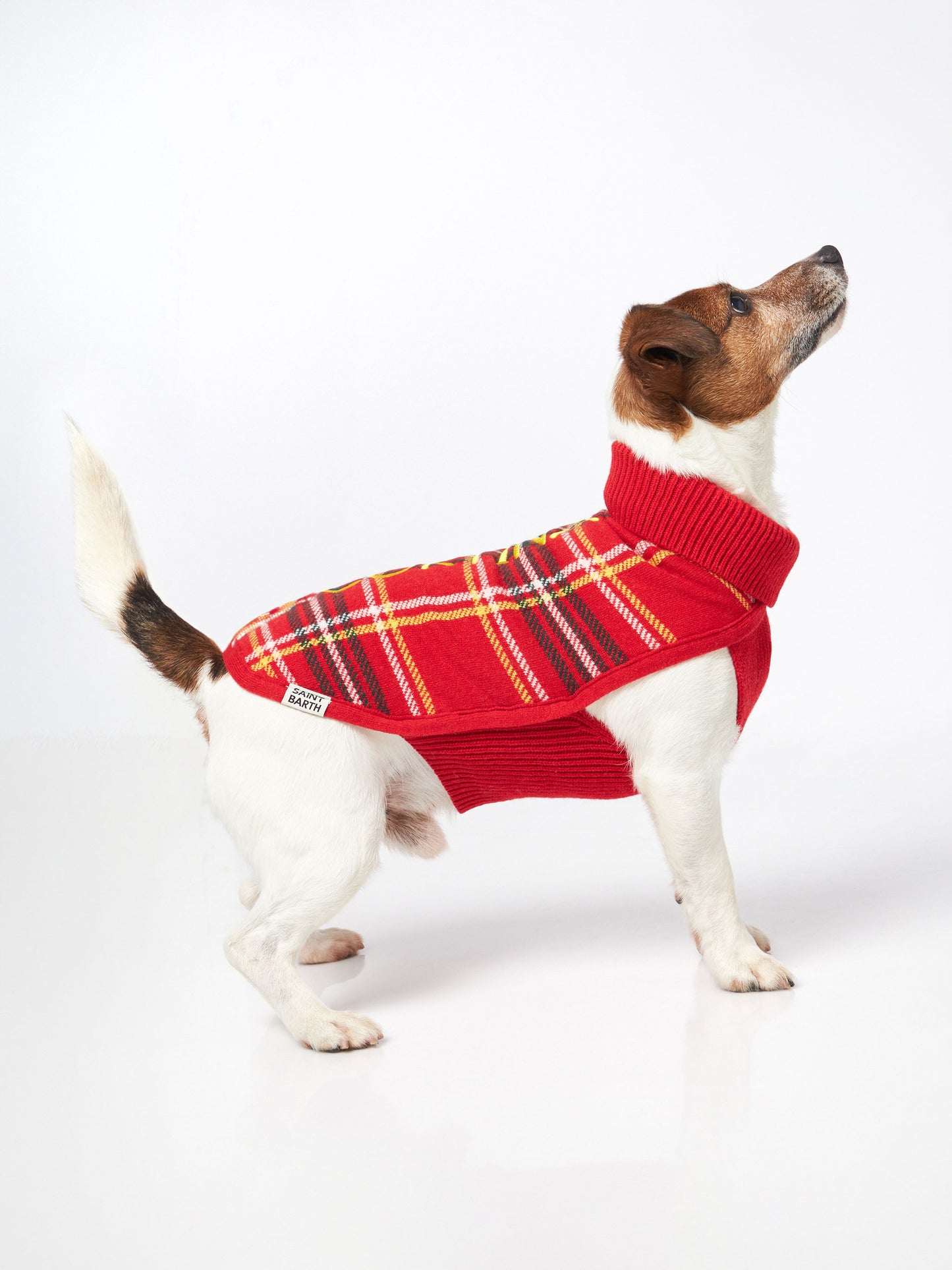 Dog sweater with tartan print