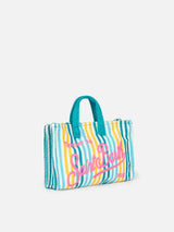 Multicolor striped terry embossed Phone Bag