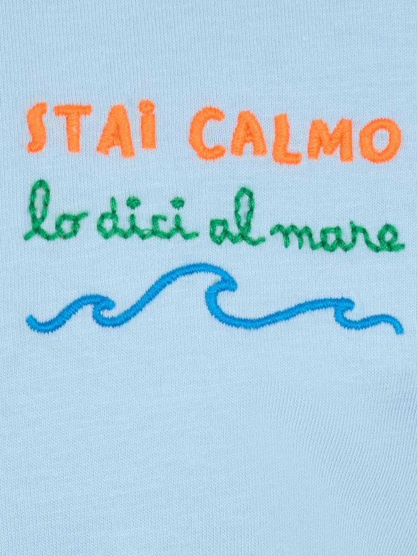 Boy cotton jersey t-shirt Portofino Jr with Stai calmo lo dici al mare embroidery