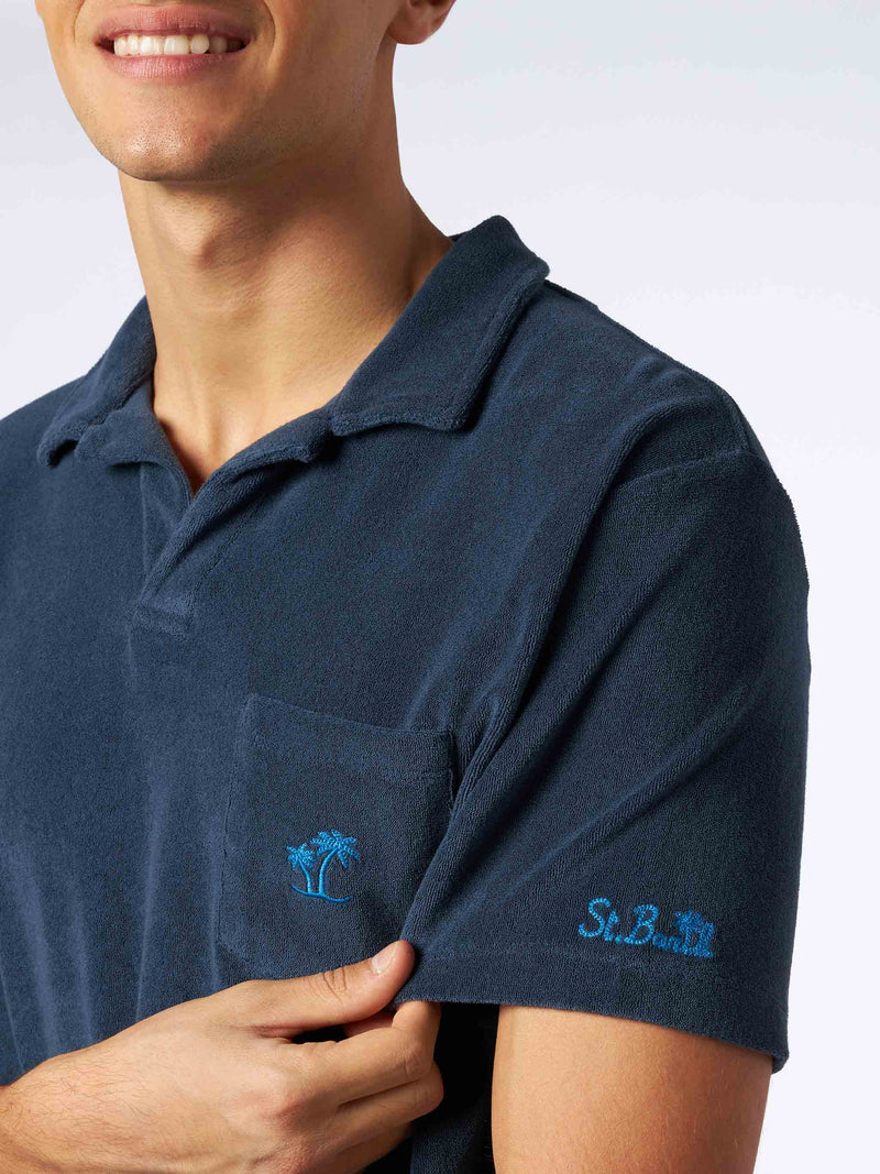 Polo da uomo in spugna blu navy