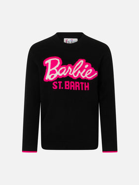 Maglione da bambina a girocollo nero con stampa Barbie | EDIZIONE SPECIALE BARBIE