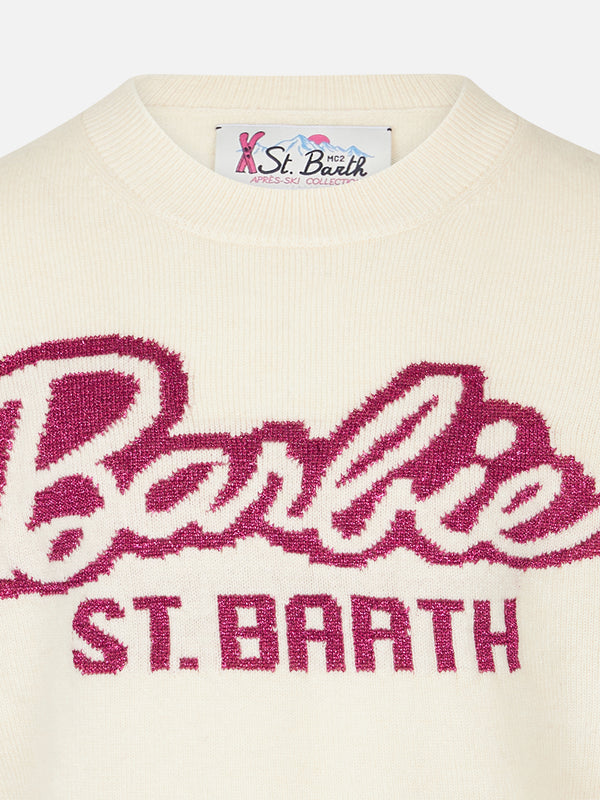 Weißer Pullover für Mädchen mit Rundhalsausschnitt und Barbie-Aufdruck | BARBIE-SONDEREDITION