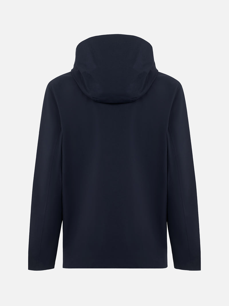 Man navy blue 3-layers hooded jacket Parson