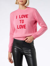 Maglia da donna girocollo rosa stampa I love to Love | EDIZIONE SPECIALE DI NIKI DJ