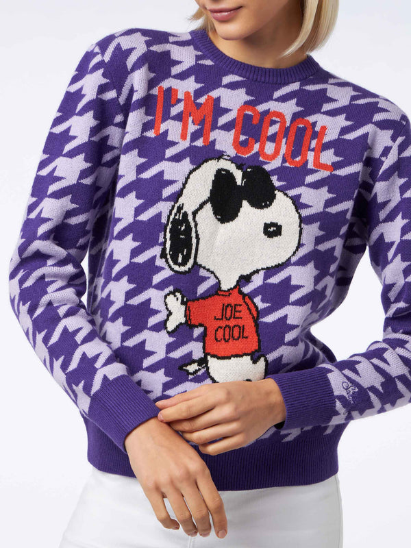 Maglia da donna girocollo pied de poule con stampa Snoopy | EDIZIONE SPECIALE SNOOPY PEANUTS™