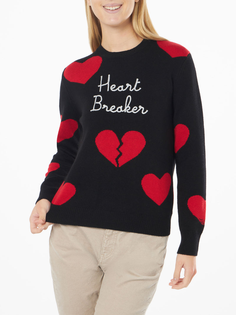 Maglia da donna girocollo con ricamo Heart Breaker